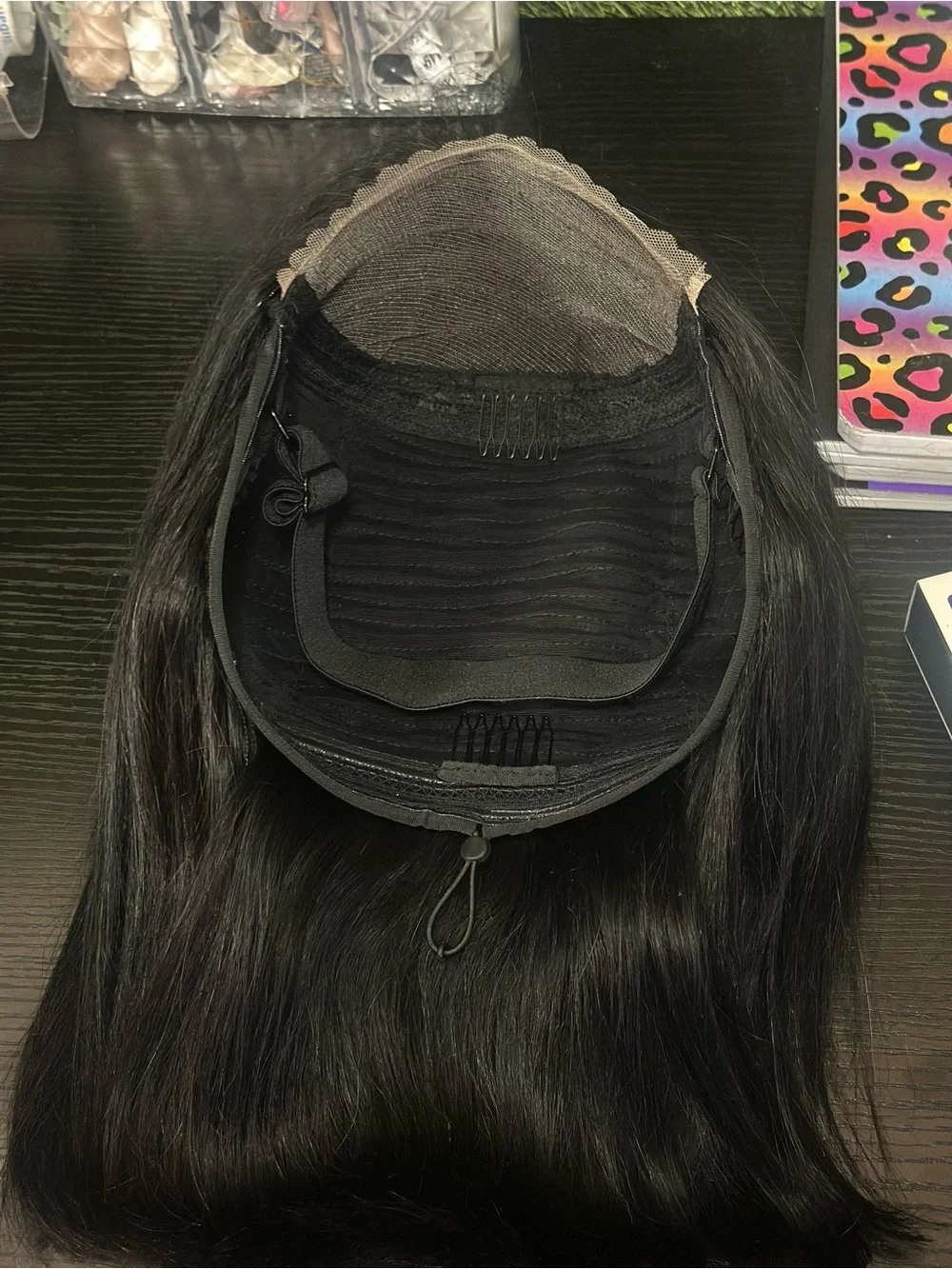 5x5 Glueless 10inch 220% density 1b#Natural Straight Bob Wig - Black